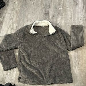 Grey quarter zip sweater fuzzy.